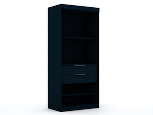 English Elm Mulberry 36" Wardrobe Closet with Adjustable Shelves, Sleek Aluminum Handles, Space-Saving Design Dark Blue B365S00005