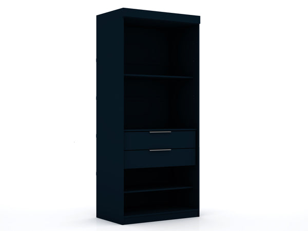 English Elm Mulberry 36" Wardrobe Closet with Adjustable Shelves, Sleek Aluminum Handles, Space-Saving Design Dark Blue B365S00005