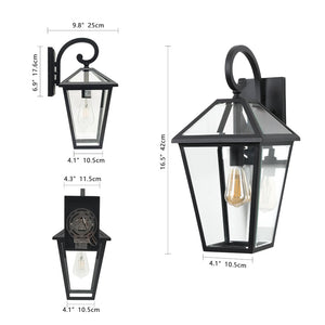English Elm 23"(h) Vintage Outdoor Wall Sconce Black Iron Bubble Glass Porch Patio Lantern Light W2312P478066