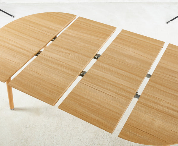 English Elm Extensible modern expandable dining and office table with sturdy wood legs, MDF top, easy assembly, versatile design Oak W234P254260