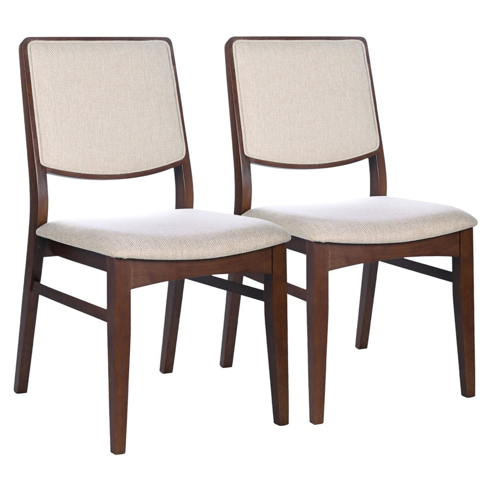 English Elm Ashcroft Furniture - Skylar Beige Linen Blend Dining Chairs Set of 2 - Padded Upholstery, Kiln-Dried Solid Wood Frame, Minimal Assembly, Durable Fire-Resistant Fill (37" L x 11" W x 18.5" H) B183P255325