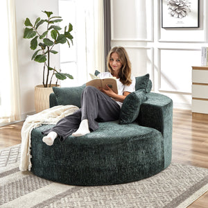 English Elm 55''L Chenille sponge single sofa sleeper chair — no assembly, ultra-soft chenille, plush backrest pillow comfort for living room relaxation Green W834P221025