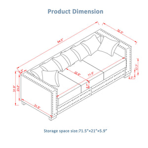 English Elm Modern Velvet Sofa Set 2+3 Seater With Square Armrests & Silver Nail Trim For Chic Living Spaces W1097S00189