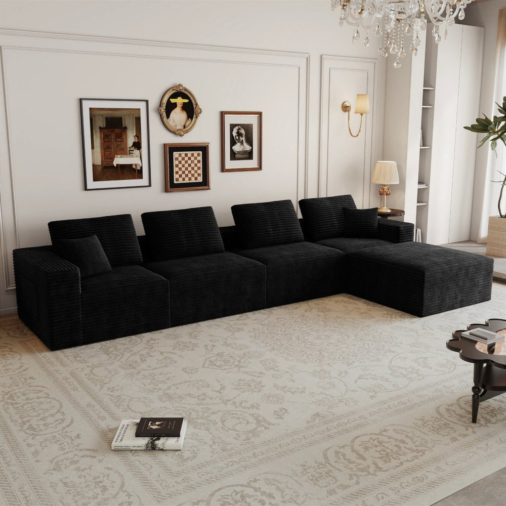 English Elm 118.1*68.9"modular Six Piece Corduroy Sectional Sofa No Assembly Plush Living Room W3819S00138