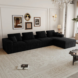 English Elm 118.1*68.9"modular Six Piece Corduroy Sectional Sofa No Assembly Plush Living Room W3819S00138