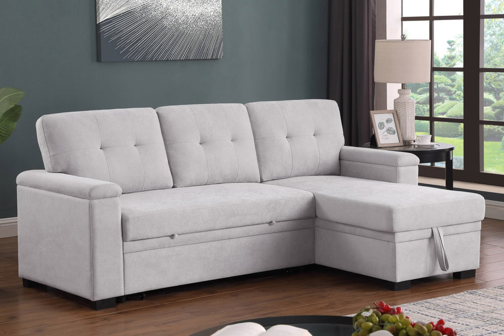 English Elm Jardin Woven Beige Sectional Sleeper Sofa with Reversible Storage Chaise for Living Rooms B2749S00247