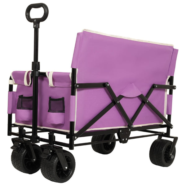 English Elm 3-in-1 Convertible Folding Wagon with Bench Seat Steel Frame 500lb Capacity Purple W2932P283543