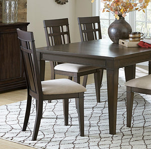 English Elm Dark Brown Oak Expandable Dining Set Arts and Crafts Style with Beige Upholstered Seats B011S00987
