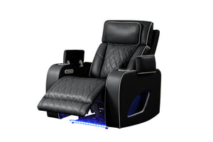English Elm Fortuner Modern 3PC Upholstery Recliner Living Set with LED, Massage, Wireless Charging & Bluetooth Speakers Black B009S01802