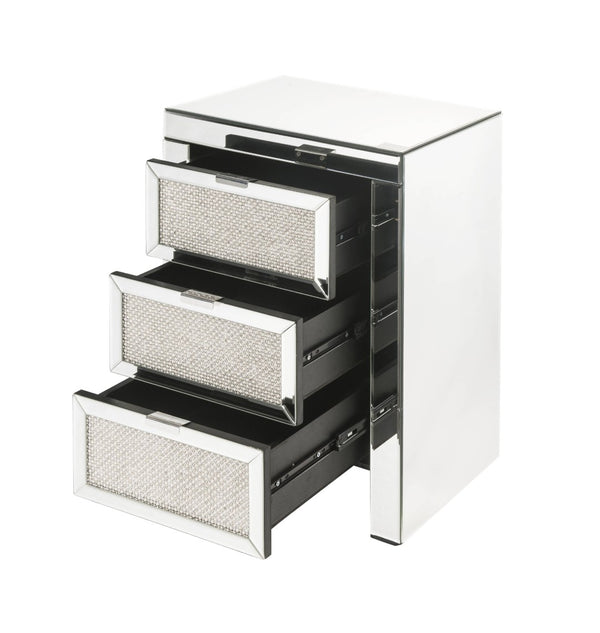 English Elm Noralie Glam Mirrored 3 Drawer Accent Table with Faux Diamond Acrylic Inlay B2726P457629