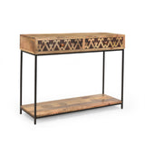 Christopher Knight Home® - Noble House - Pentland Boho Handcrafted Mango Wood Console Table, Brown and Black