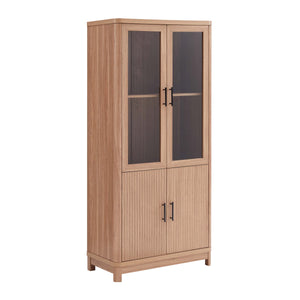 English Elm Jodie Fluted Accent Cabinet 31" — Ribbed Soft-Close Doors, Adjustable Shelves, Splayed Metal Legs Maple B365P397895