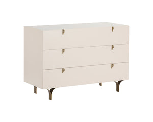 Sunpan Celine Dresser - Elegant Rubberwood Design with Antique Brass Feet for a Stunning Bedroom Upgrade Cream