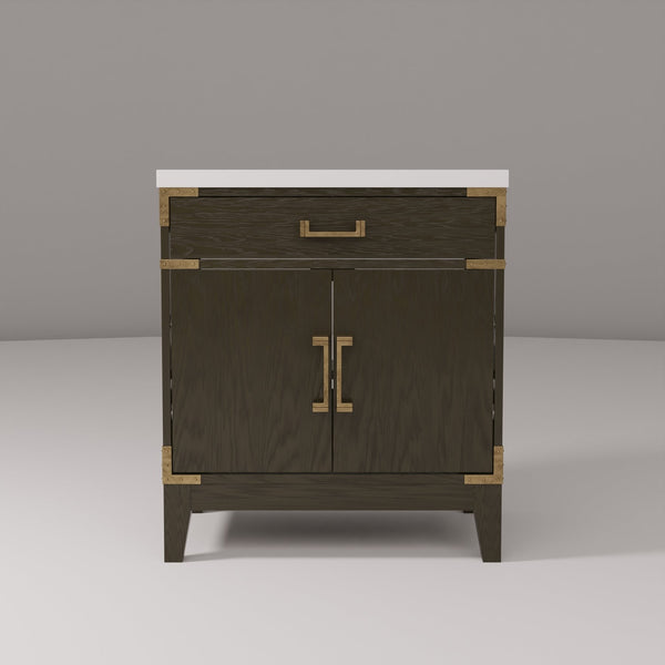 English Elm Brown Oak Single Bath Vanity With White Quartz Top – Stylish, Durable Design & Ample Storage Options B2731P259751