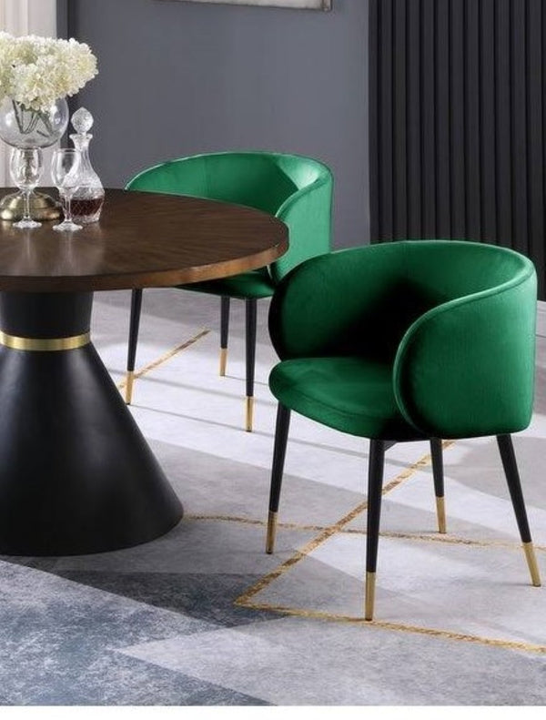 English Elm 1pc Velvet Barrel Back Accent Chair Gold Nailhead Trim Glamorous Curved Seat Green B011P496763