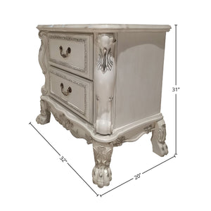 English Elm Dresden Elegant Patina Nightstand with Dovetail Drawers, Felt-Lined Interiors & Claw Feet Appeal White 34 L x 23 W x 29 H B2726P256323