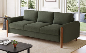 English Elm Christopher Knight Home® - 83.86" 3-Seater Sofa in Teddy Velvet with Curved Armrests & Solid Wood Legs, Plush Durable Comfort Green N765P331021N