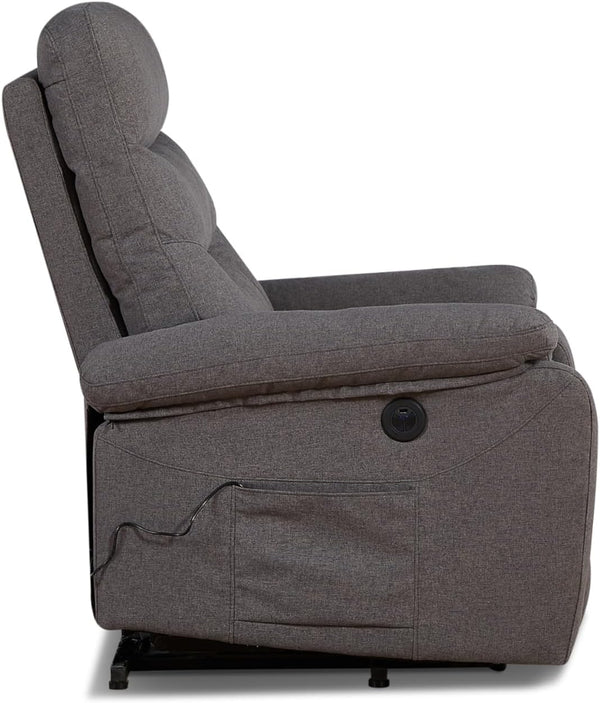 English Elm Contemporary Grey Fabric Lift Chair Recliner with Electric Lift, Ergonomic Support & Side Pockets B347P339643