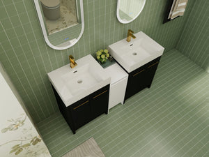English Elm 60 Inch Freestanding Bathroom Vanity With Modern Resin Sink, Soft-Close Doors & Ample Storage Space W999S00299