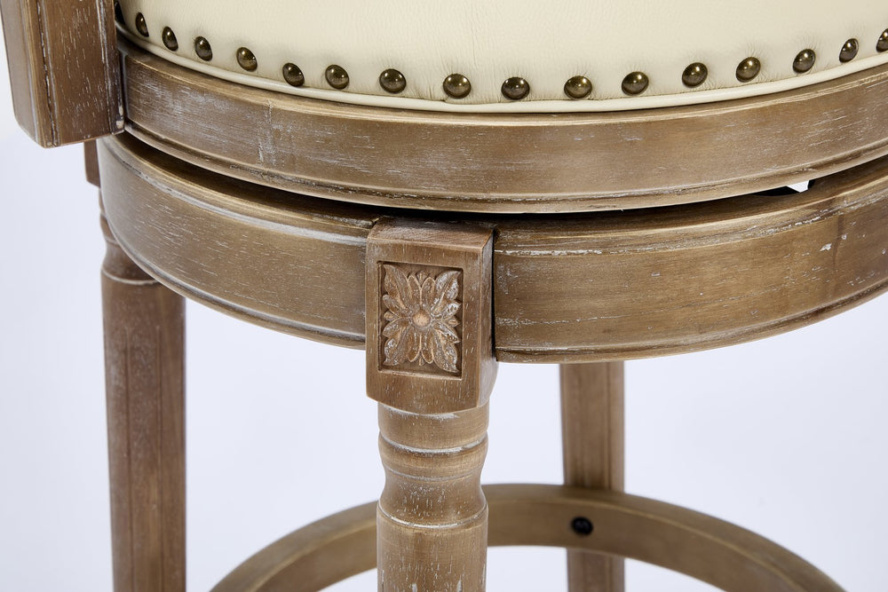 English Elm Bar Stools 26'' Leather Swivel Chair - Cozy, Durable Hardwood Design For Kitchen Or Dining Room W2195P290196
