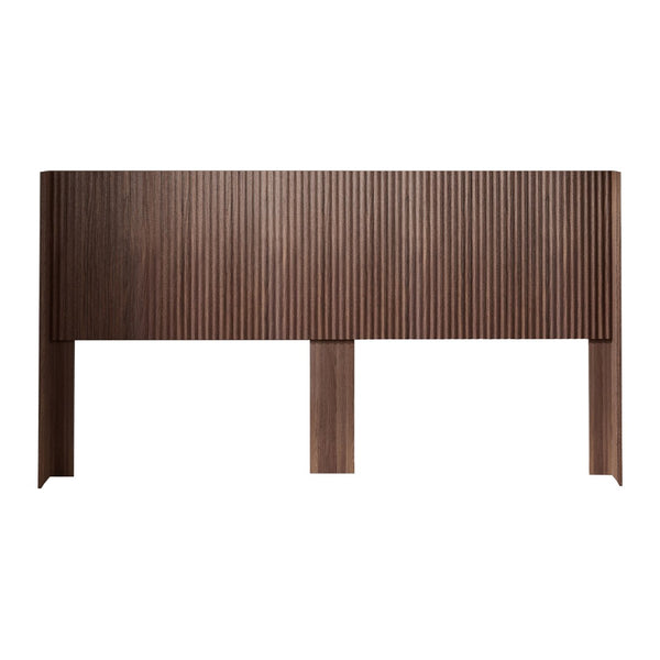 English Elm Modern Fluted Wood Panel King Headboard Wall Mounted Wingback Walnut Bedroom Accent W3520P383461