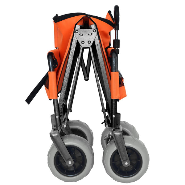 English Elm 3-in-1 Folding Utility Wagon Converts to Bench Seat with All-terrain Balloon Tires Orange W2932P312719