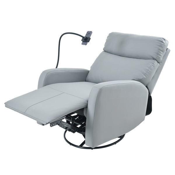 English Elm Swivel 360° Rocker Recliner Chair with Glider, 95-160° Manual Recline, 30° Rocking, Nursery Seat (Blue-Gray) W1028P251470