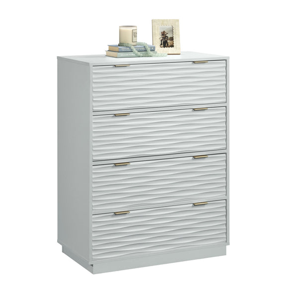 English Elm 4-Drawer Chest In Sleek White Finish With Gold-Tone Accents – Stylish Storage For Any Room! B356P402713