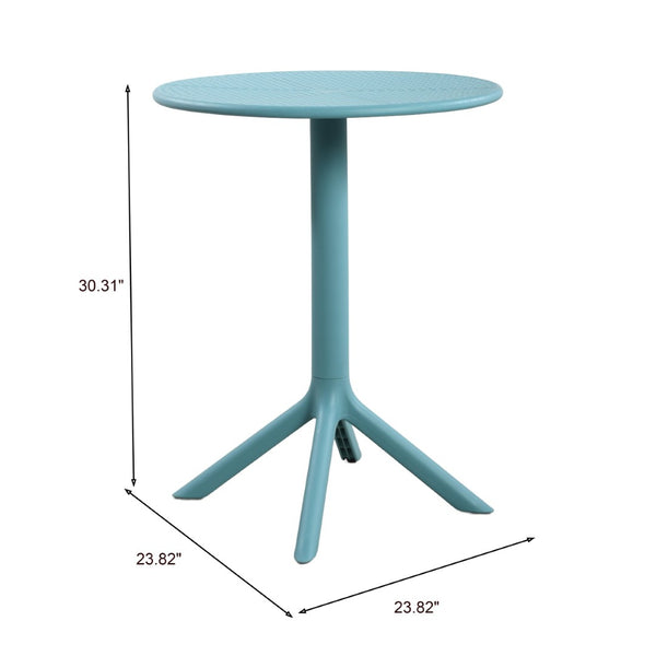 English Elm Cedric Outdoor Round Bistro Table Cafe Inspired Modern Design for Compact Patios Sky Blue N776P390479B