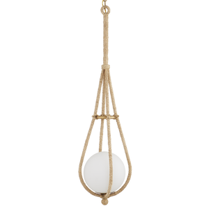 Passageway Pendant Light - Coastal Teardrop Design with Rope-Wrapped Finish & Frosted Glass Globe