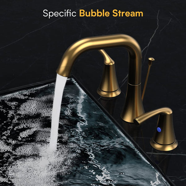 English Elm Bathroom Faucet 3 Hole - Elegant Brushed Gold 2-Handle Widespread Faucet With Pop-Up Drain Assembly T3177P277510