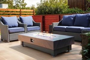 English Elm 60-INCH Modern Fire Pit Table with Stainless Steel Burner, Rain Cover, Propane Heater for Patio Gatherings Black,Stone Gray W3131P333709
