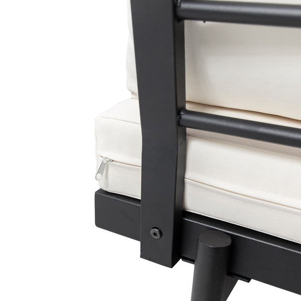 English Elm Christopher Knight Home® - Theo 2-Seater Sofa - Left Side: Modern Iron Frame, Teak Accents & Cream Water-Resistant Cushions 71399.00LCRM