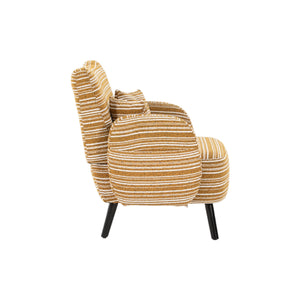 English Elm Modern tufted two-seater sofa with boucle upholstery, tapered legs, storage pockets, cozy compact design Mustard yellow W395P376588