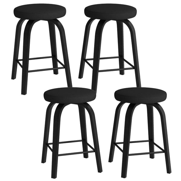 English Elm Swivel Backless Counter Stools Set of 2 with Fabric Seat Bentwood Legs Mid-century Modern Black W3107P446841
