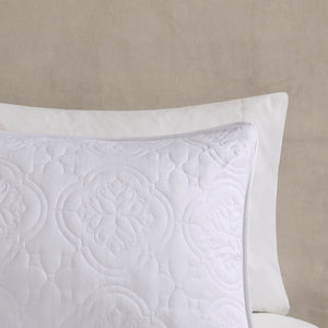 JLA Home 510 Design - 3 Reversible Bedspread Set Oversized Quilted Medallion Microfiber 3-Piece Hypoallergenic Washable Elegance White 5DS13-0293