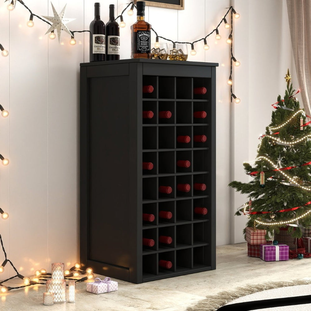 English Elm Black Walnut Modular Buffet Cabinet with Wine Storage Open Shelf and Drawer W331P410370