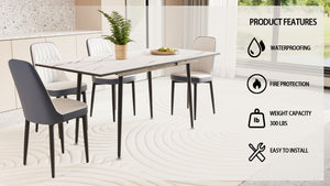 English Elm 47"-63" Expandable Dining Table Set For 2-6 With Cushioned Chairs, Modern Design & Space-Saving Elegance W2189S00255