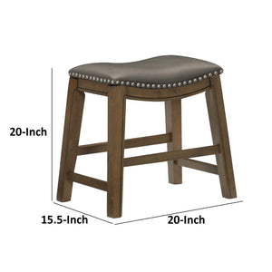 English Elm Miel Saddle Seat Counter Stool Gray Faux Leather Nailhead Trim Solid Wood Base B056P416881