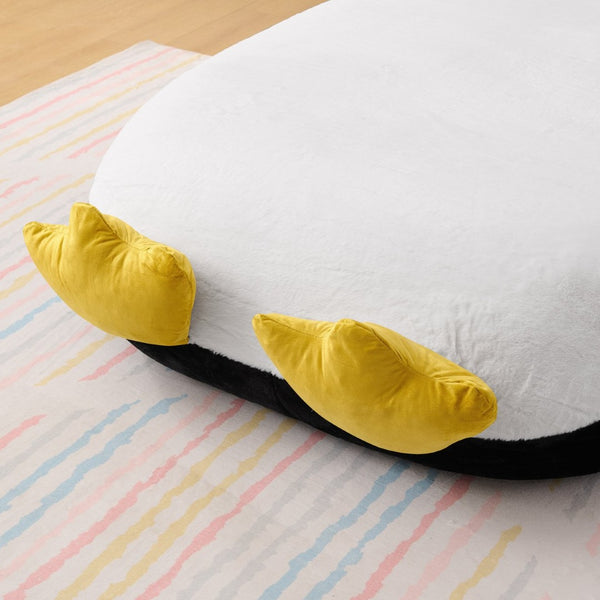English Elm Twin Penguin Shaped Faux Fur Lounger Bed for Kids Playroom Sponge Filled Floor Chair W1413P384968