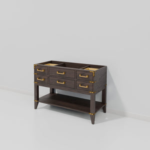 English Elm Brown Oak Single-Sink Vanity 48" Wide - Elegant Design, Ample Storage & Soft-Close Drawers For Your Bath B2731P260211