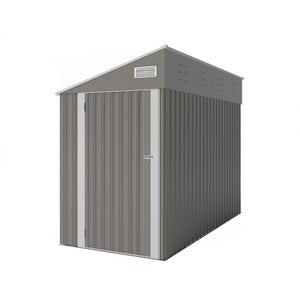 English Elm Campcraft Metal Storage Shed with Sloped Roof Ventilation and Weather Resistant Steel Panels Dark Gray W1598S00046