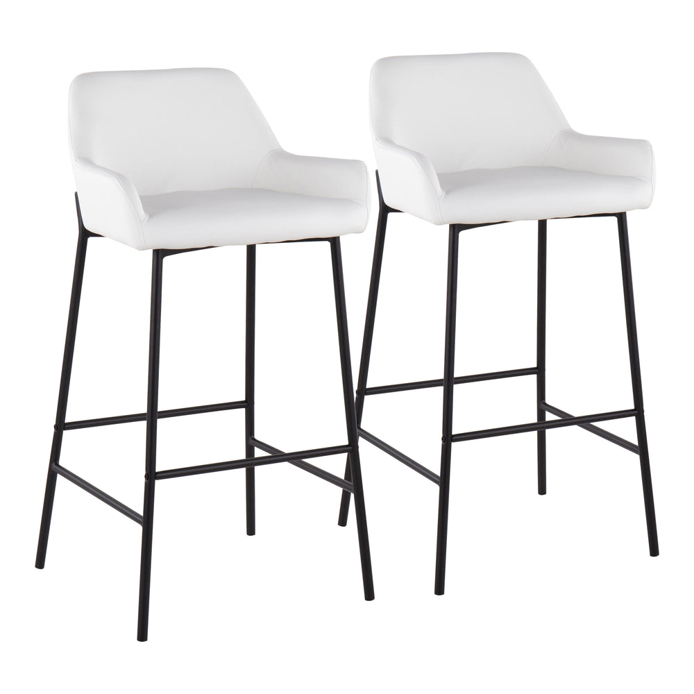 English Elm Daniella Industrial Bar Stools Set Of 2 – Black Metal & White Faux Leather For Modern Spaces B202S00537