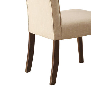 English Elm Beige Linen Tufted Back Side Chairs with Walnut Legs, Set of 2 — Elegant Cushioned Dining Seating B062P209257