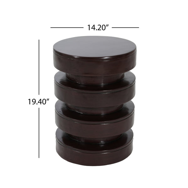 English Elm Modern Mgo Three Tier Round Accent Table Weather Resistant Patio and Living Room Decor Brown N770P359379B