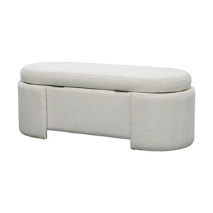 English Elm Fully Upholstered Oval Bench with Soft Close Storage Lid for Bedroom Entryway B035P408399