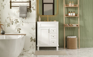English Elm 24" Bathroom Vanity With Elegant Ceramic Sink, Stylish Storage, And Timeless French Design For Small Spaces N710P318989K
