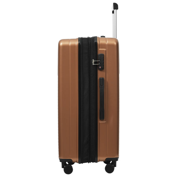 English Elm Luggage 5 Piece Hardside Abs Set with Front Access Carry on and Tsa Spinner Wheels Brown N732P391579O