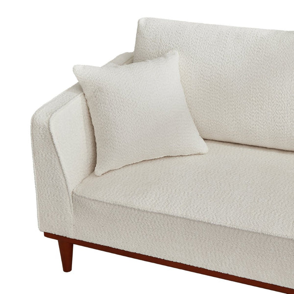 English Elm Indoor Boucle Chaise Lounge with Detachable Ottoman Convertible Daybed Bedroom Reading Nook White W5515P438681