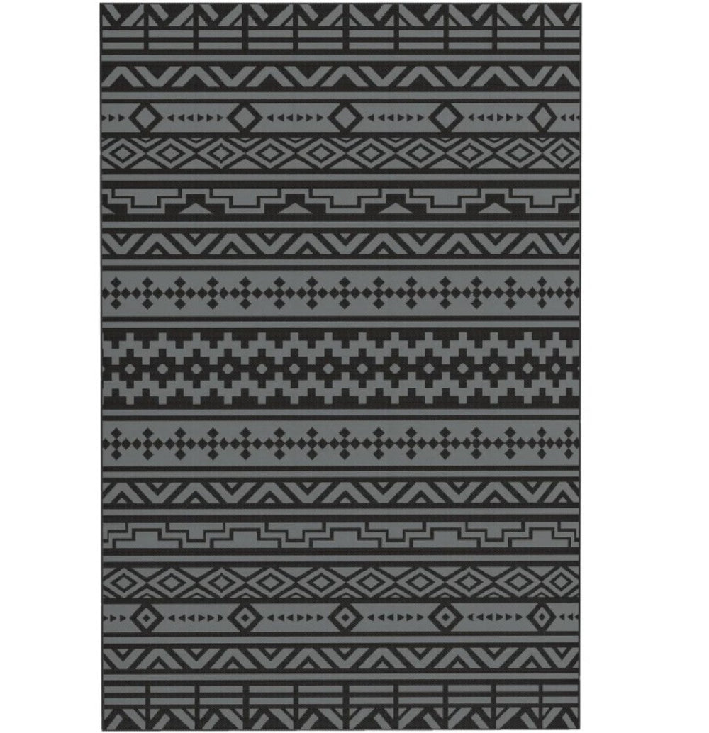 English Elm Geometric Reversible Outdoor Rug Uv Resistant Polypropylene Flatweave with Carry Bag T3971P421262